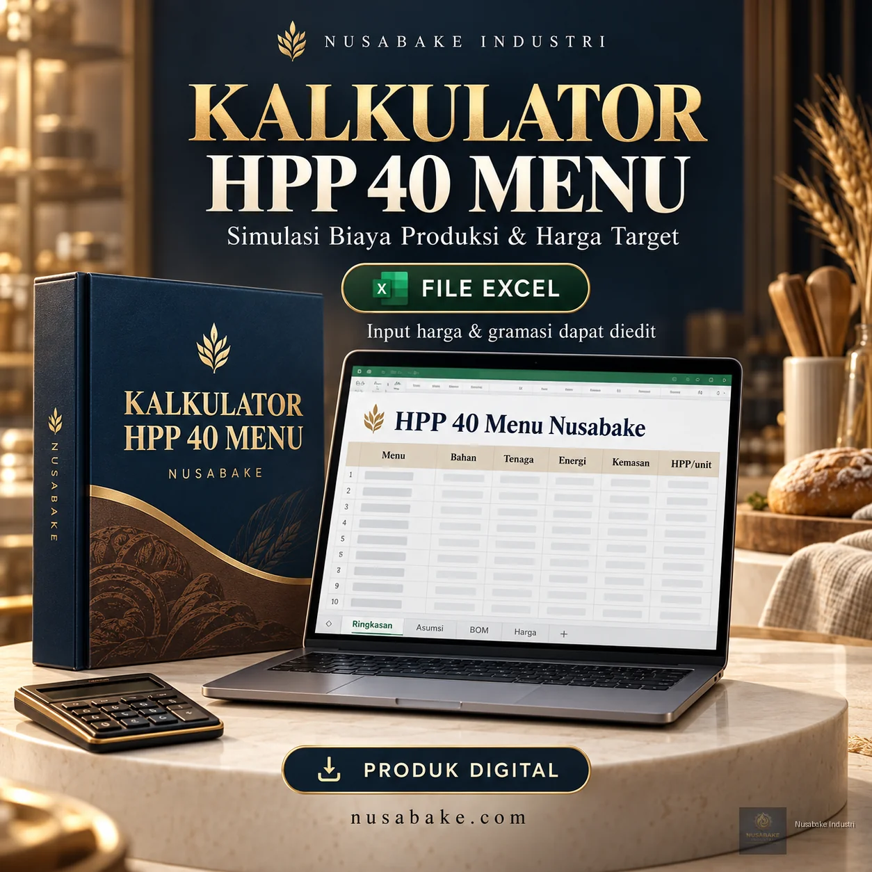 Pratinjau 1 Paket Bundel Masterclass Bakery Komersial: 40 Resep, SOP Dapur & Kalkulator HPP