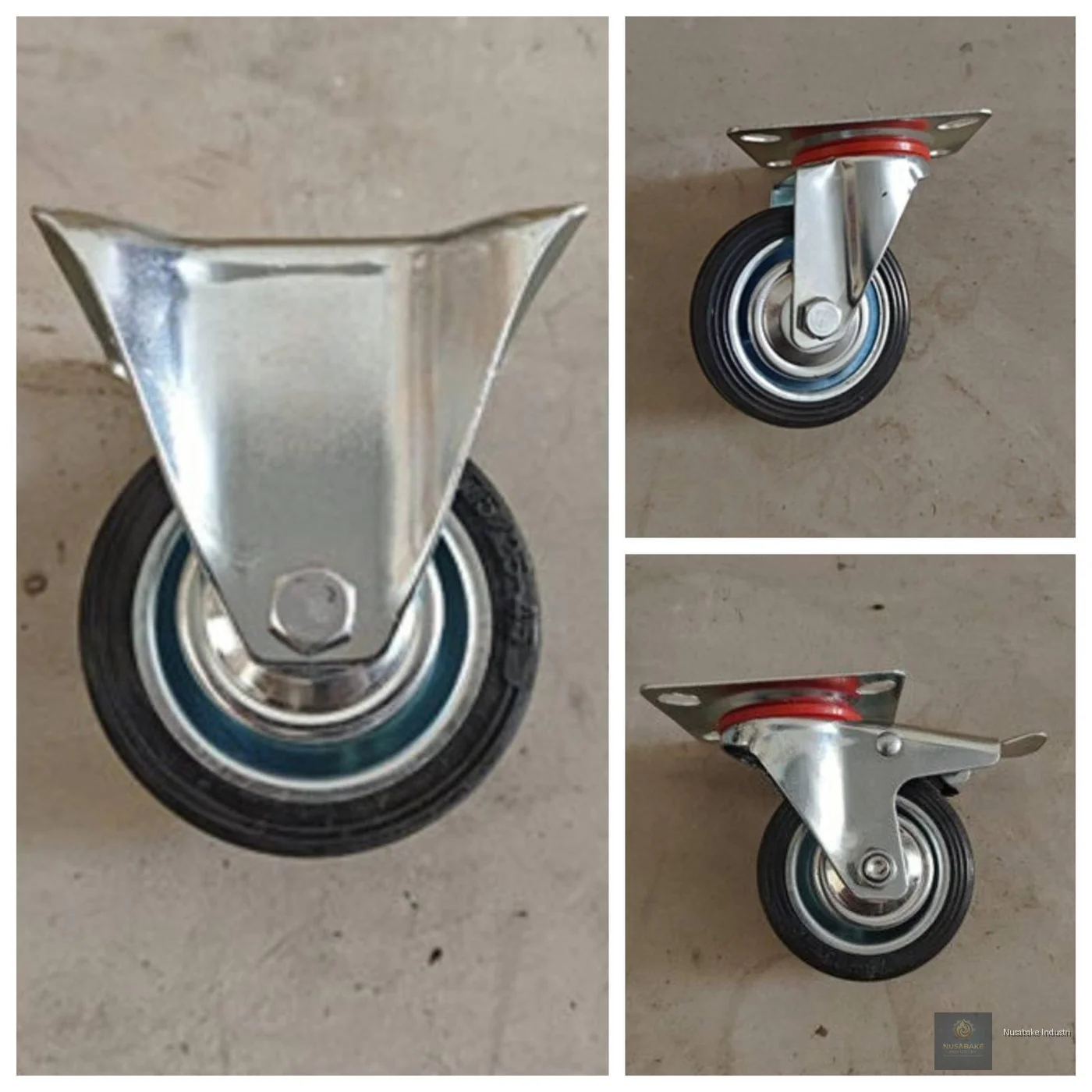Roda Karet Industrial -Troli Lemari Rak - Rem - gambar 3