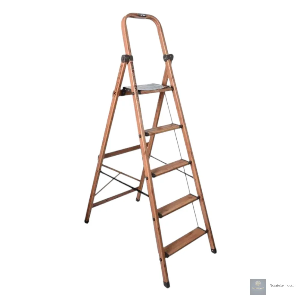 Alumunium Step Ladder 5 Steps Wood Colour untuk usaha bakery