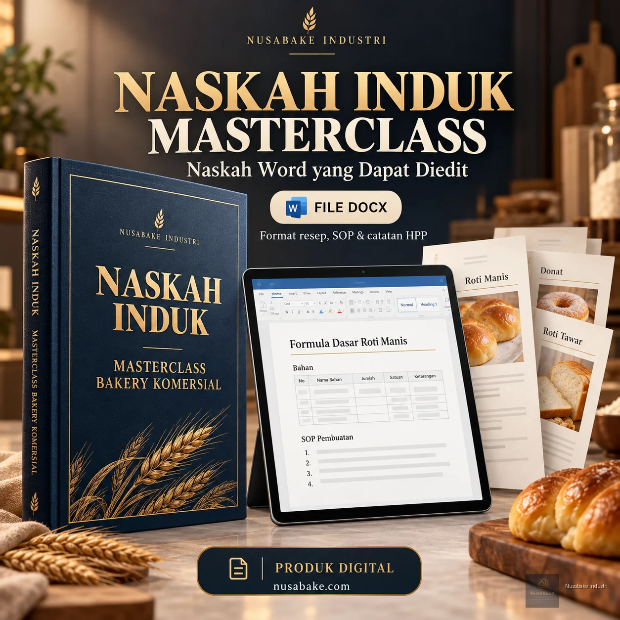 Pratinjau 2 Paket Bundel Masterclass Bakery Komersial: 40 Resep, SOP Dapur & Kalkulator HPP