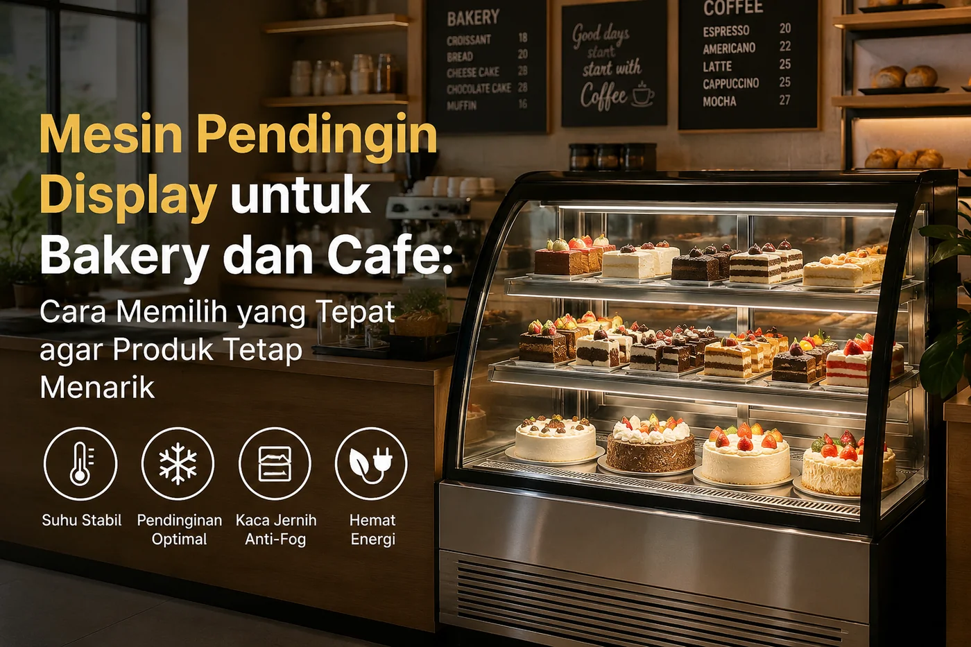 Mesin Pendingin Display untuk Bakery dan Cafe: Cara Memilih yang Tepat agar Produk Tetap Menarik