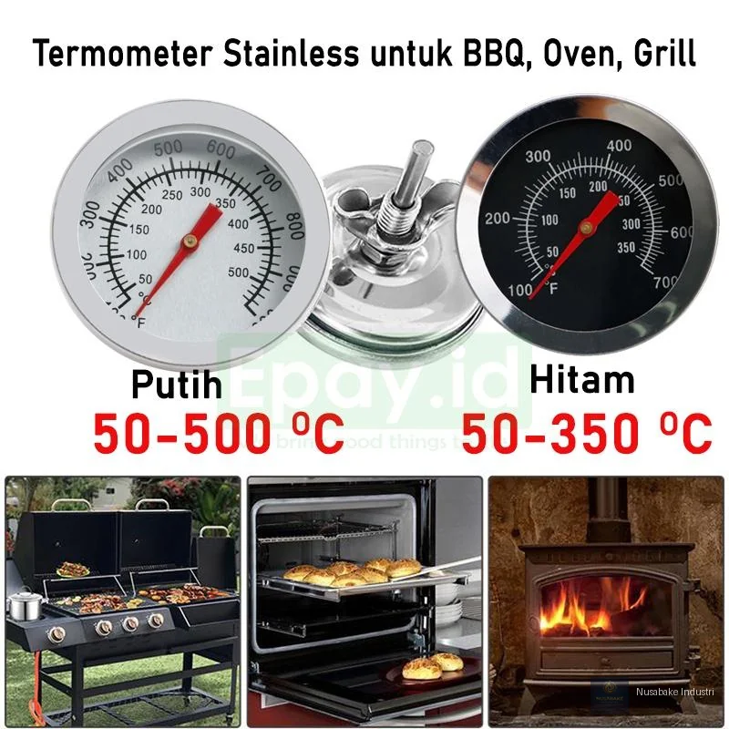 Termometer Oven BBQ Panggangan Bakar Thermometer Probe Stainless Steel Celcius Fahrenheit Grill Baking Oven - Hitam 50-350C - gambar 4