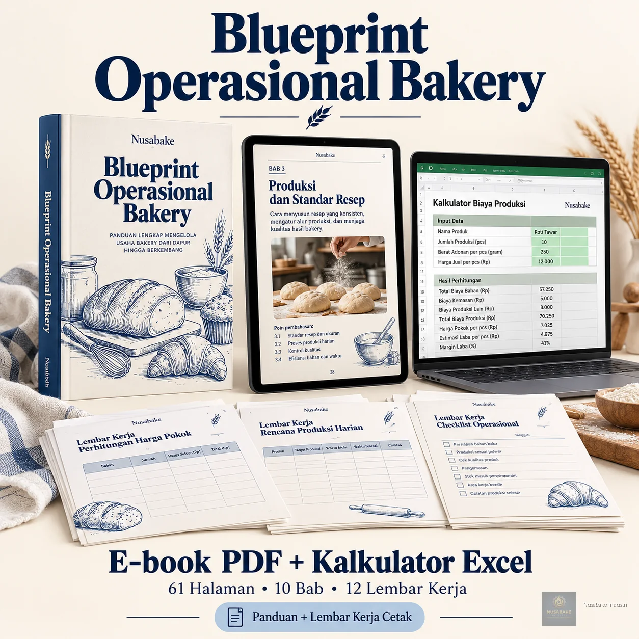 Pratinjau 2 Blueprint Operasional Bakery — Ebook + Kalkulator Excel