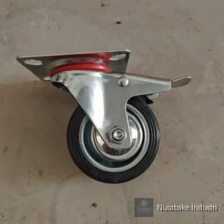 Roda Karet Industrial -Troli Lemari Rak - Rem - gambar 4