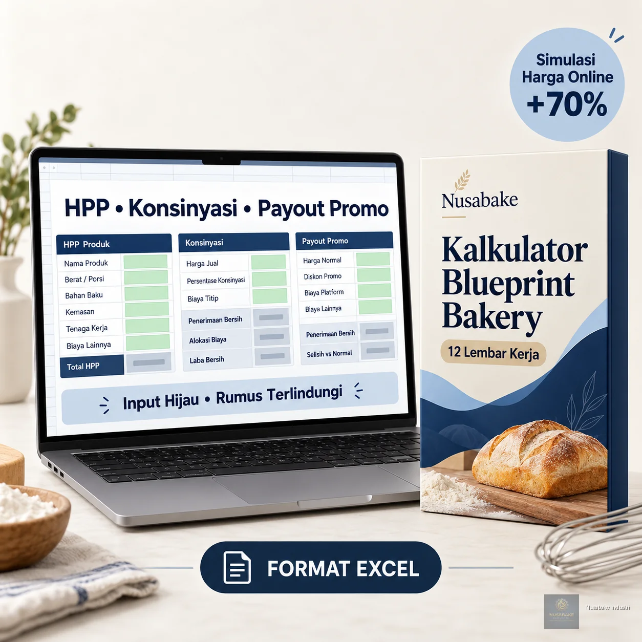 Pratinjau 3 Blueprint Operasional Bakery — Ebook + Kalkulator Excel