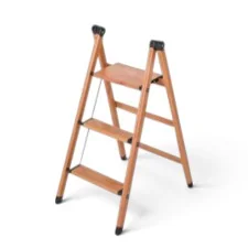Foto Alumunium Step Ladder 3 Steps Wood Colour - Primax