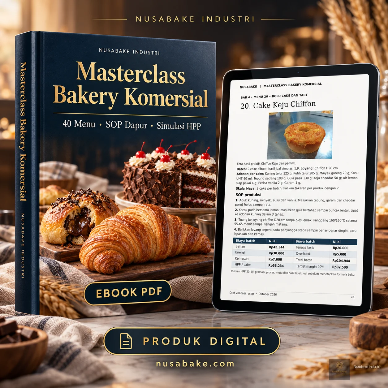 Pratinjau 3 Paket Bundel Masterclass Bakery Komersial: 40 Resep, SOP Dapur & Kalkulator HPP