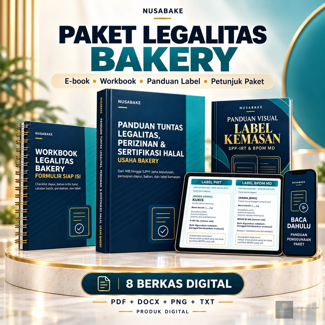 Sampul Paket Ebook Legalitas Bakery Nusabake: Perizinan, Halal & Workbook